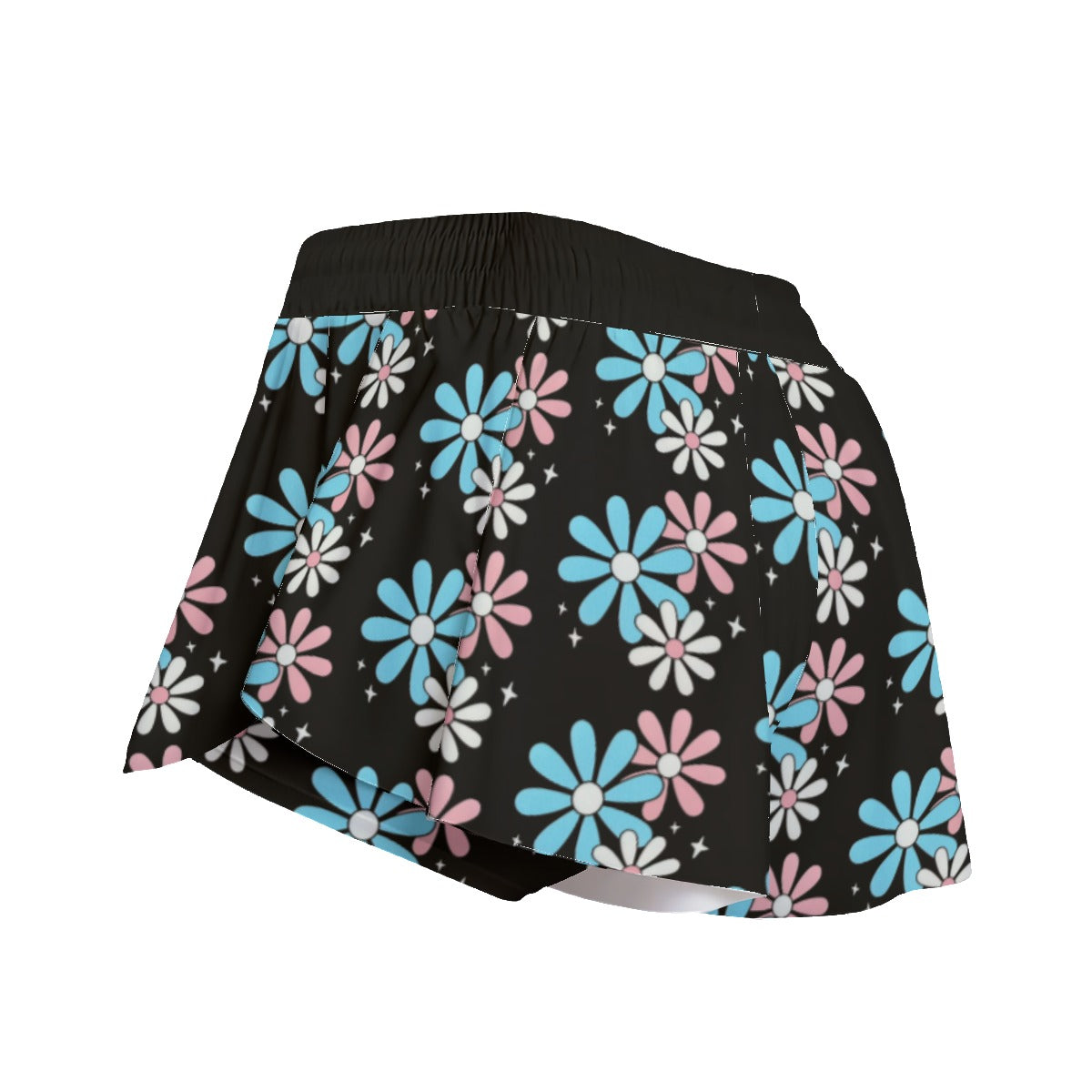 Blue Pink White Big Daisies Pride Black Fitness Sport Culottes