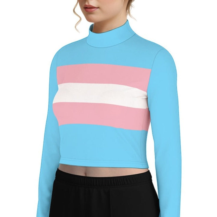 Plus Size Blue Pink White Pride Turtleneck T-Shirt