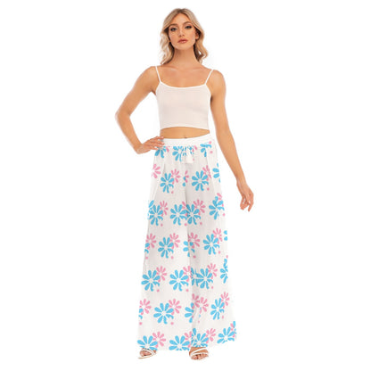 Blue Pink White Pride Split  Chiffon Beach Palazzo