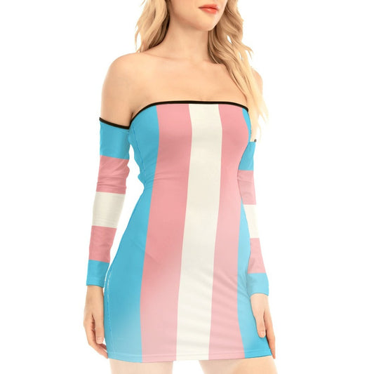 Plus Size Blue Pink White All-Over Pride Lace-Up-Back Dress