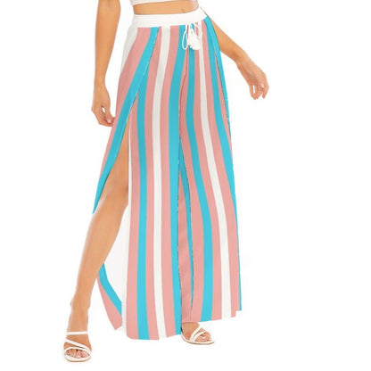 Blue Pink White Pride Split  Chiffon Beach Palazzo