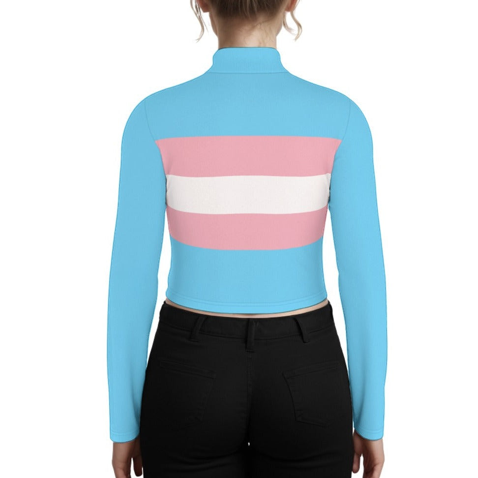 Plus Size Blue Pink White Pride Turtleneck T-Shirt