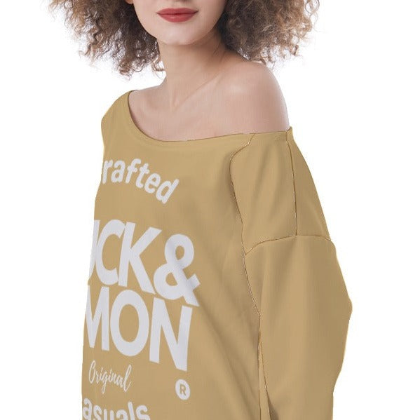 Tuck&Simon Originals Latte Off-Shoulder Sweatshirt