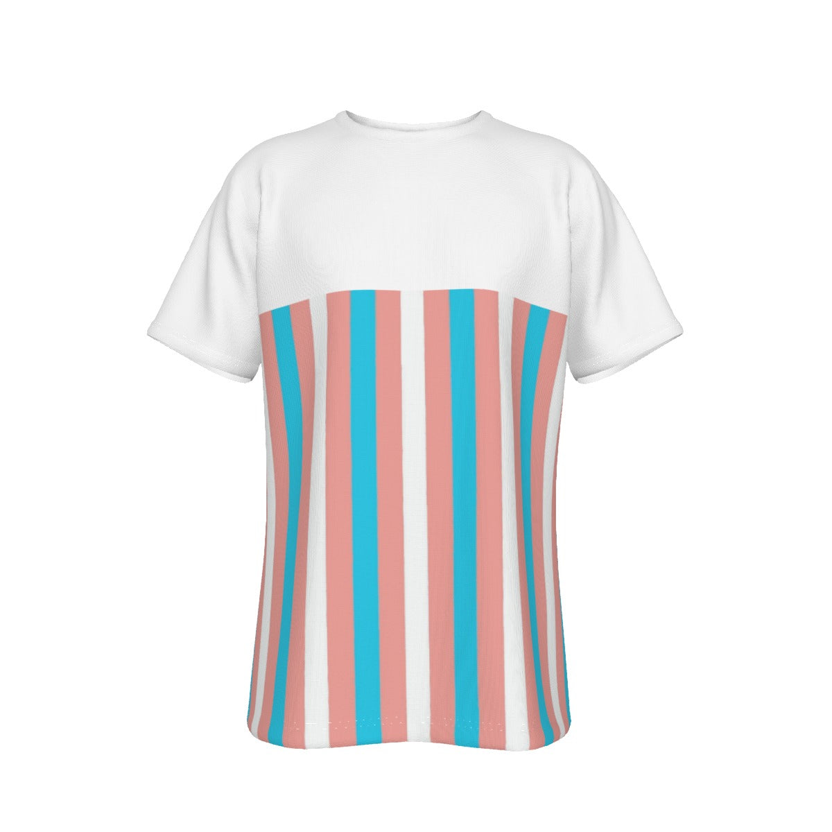 Teen - Plus Size Blue Pink White Pride Candy Striped Loose Fit T-Shirt