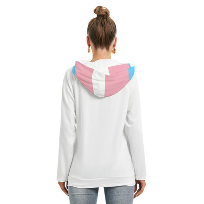 Plus Size 'TRANSISBETTER' Trans Pride White Double Hooded Hoodie