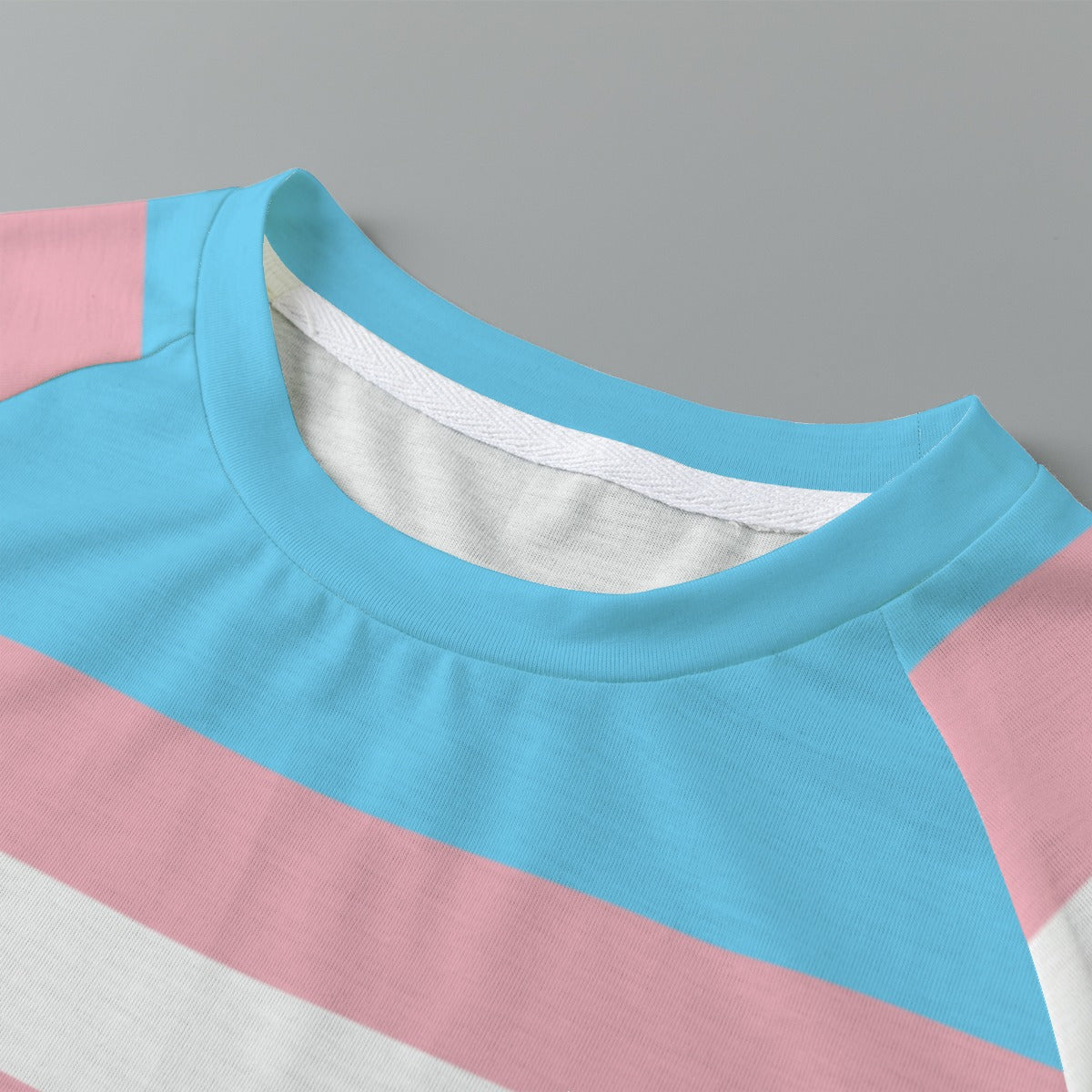 Teen - Plus Size Blue Pink White Pride Eco-Friendly Cropped Raglan T-Shirt