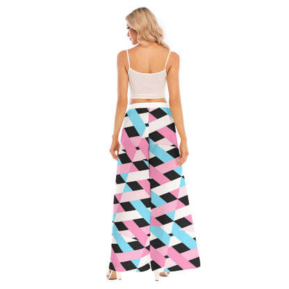 Blue Pink White Pride Split  Chiffon Beach Palazzo