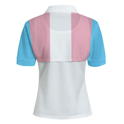 Plus Size Blue Pink White All-Over Pride 2Pcs Polo T-Shirt