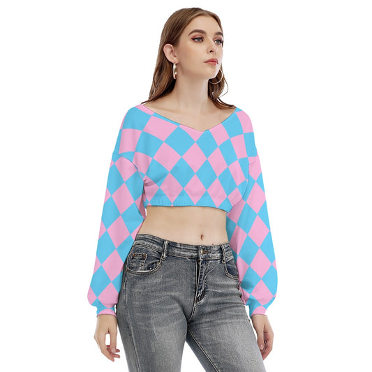 Blue Pink White Pride Elasticated Cropped Sweatshirt