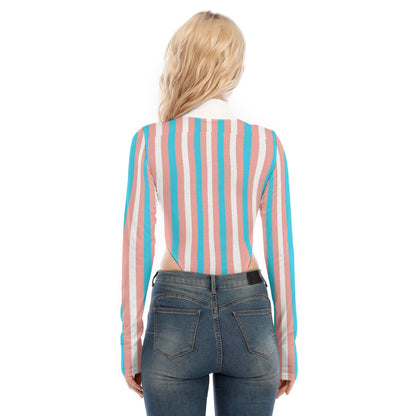 Teen Blue Pink White Pride Candy Striped Long-Sleeve Body