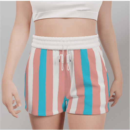 Blue Pink White Trans Pride Colors/White Candy Stripe Casual Gym Shorts