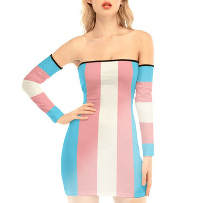 Plus Size Blue Pink White All-Over Pride Lace-Up-Back Dress