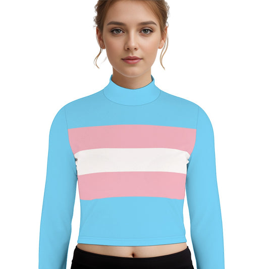 Plus Size Blue Pink White Pride Turtleneck T-Shirt