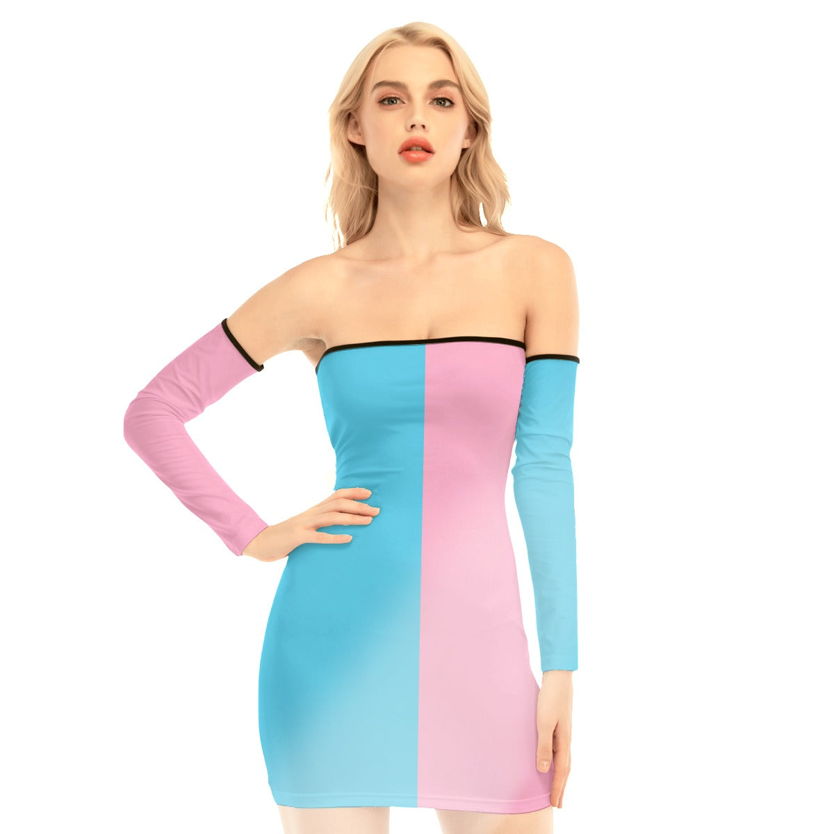 Plus Size Blue Pink White Vive l'Paris Pride Lace-Up-Back Dress