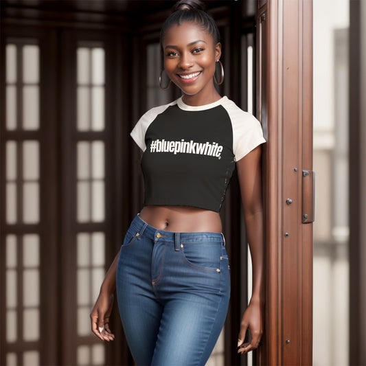 Teen Blue Pink White Pride Fitted Cropped T-Shirt