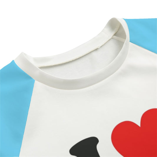 Plus Size Blue Pink White All-Over Pride Raglan Sweatshirt