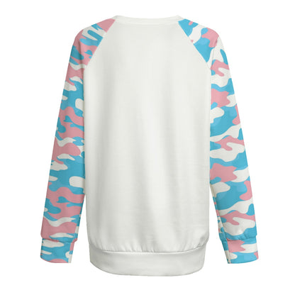 Plus Size Blue Pink White All-Over Pride Raglan Sweatshirt