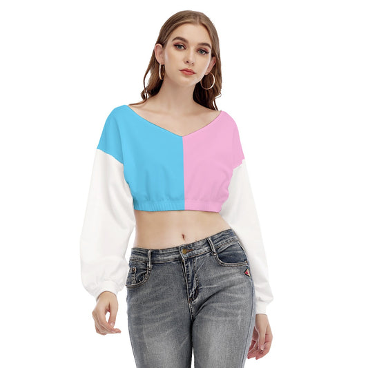 Blue Pink White Pride Elasticated Cropped Sweatshirt