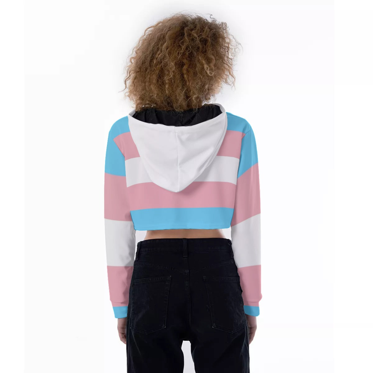 Teen - Plus Size Blue Pink White Pride Hooded Crop Top