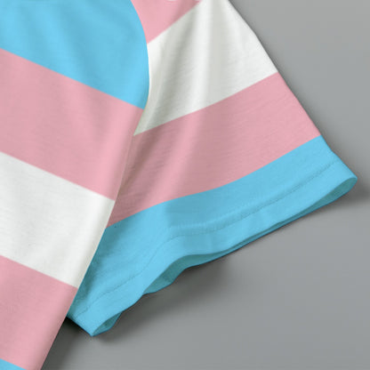 Teen - Plus Size Blue Pink White Pride Eco-Friendly Cropped Raglan T-Shirt