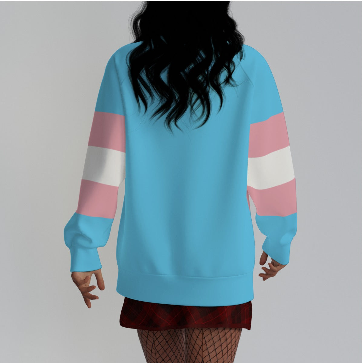 Plus Size Blue Pink White Pride All-Over Raglan Sleeved Sweatshirt