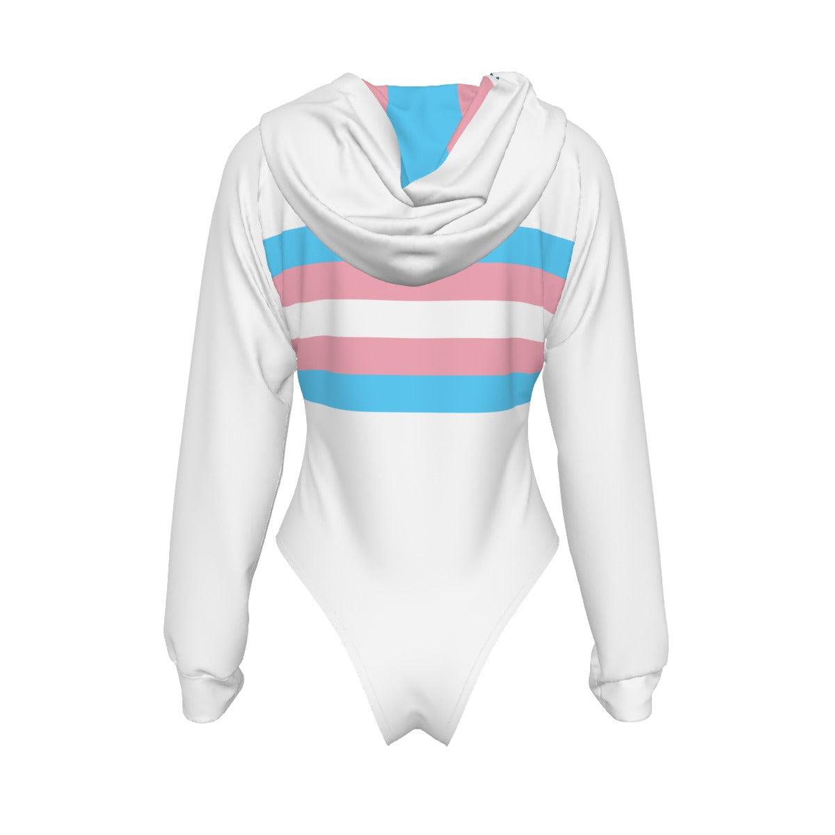Teen Trans Pride Ribbon White Raglan Sleeve Hooded Bodysuit