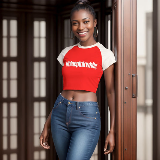 Teen Blue Pink White Pride Fitted Cropped T-Shirt