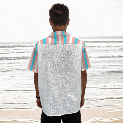 Teen - Plus Size Blue Pink White Pride Candy Striped Box Shirt