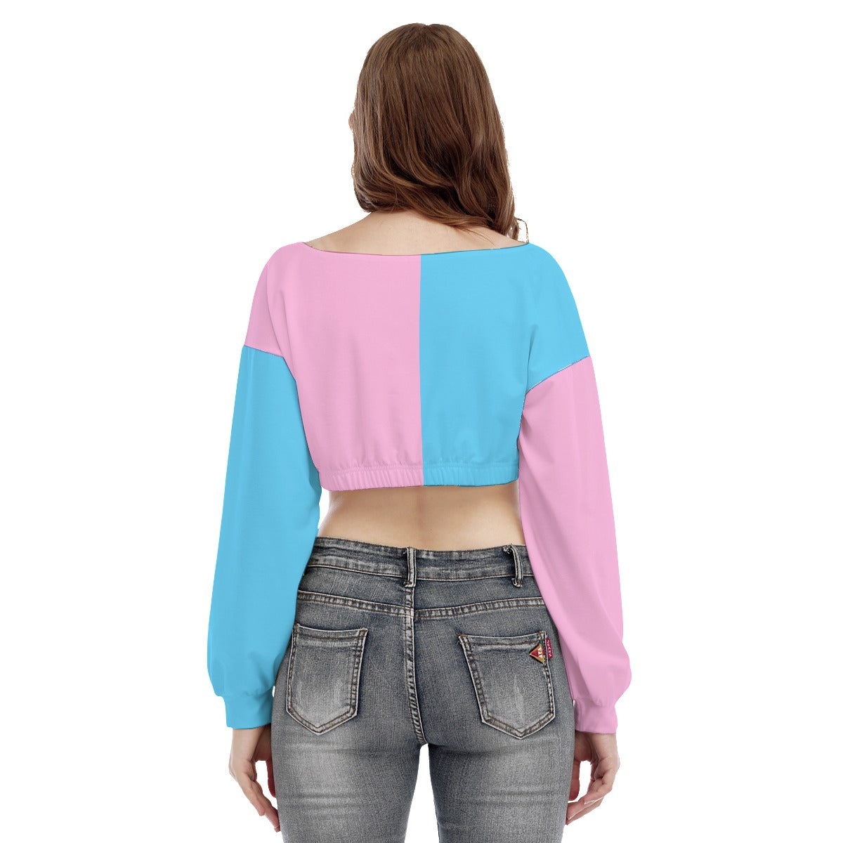 Blue Pink White Pride Elasticated Cropped Sweatshirt