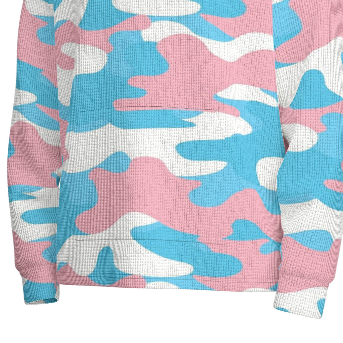 Teen - Plus Size Blue Pink White Pride Camouflage Half-Button Hoodie