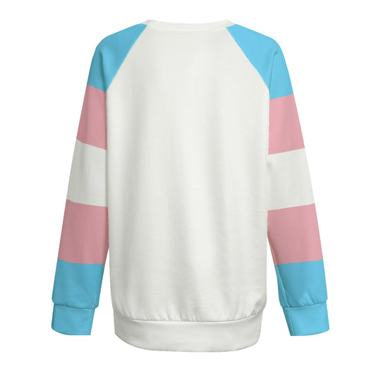 Plus Size Blue Pink White All-Over Pride Raglan Sweatshirt