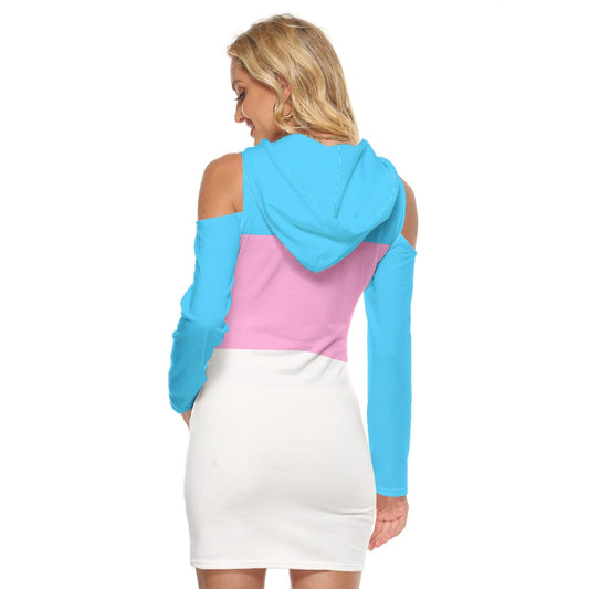 Teen Blue Pink White Pride Cold-Shoulder Hooded Dress