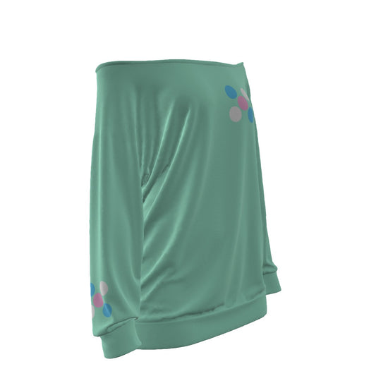 Blue Pink White Pride 'Five Dots' Mint Off-Shoulder Sweatshirt