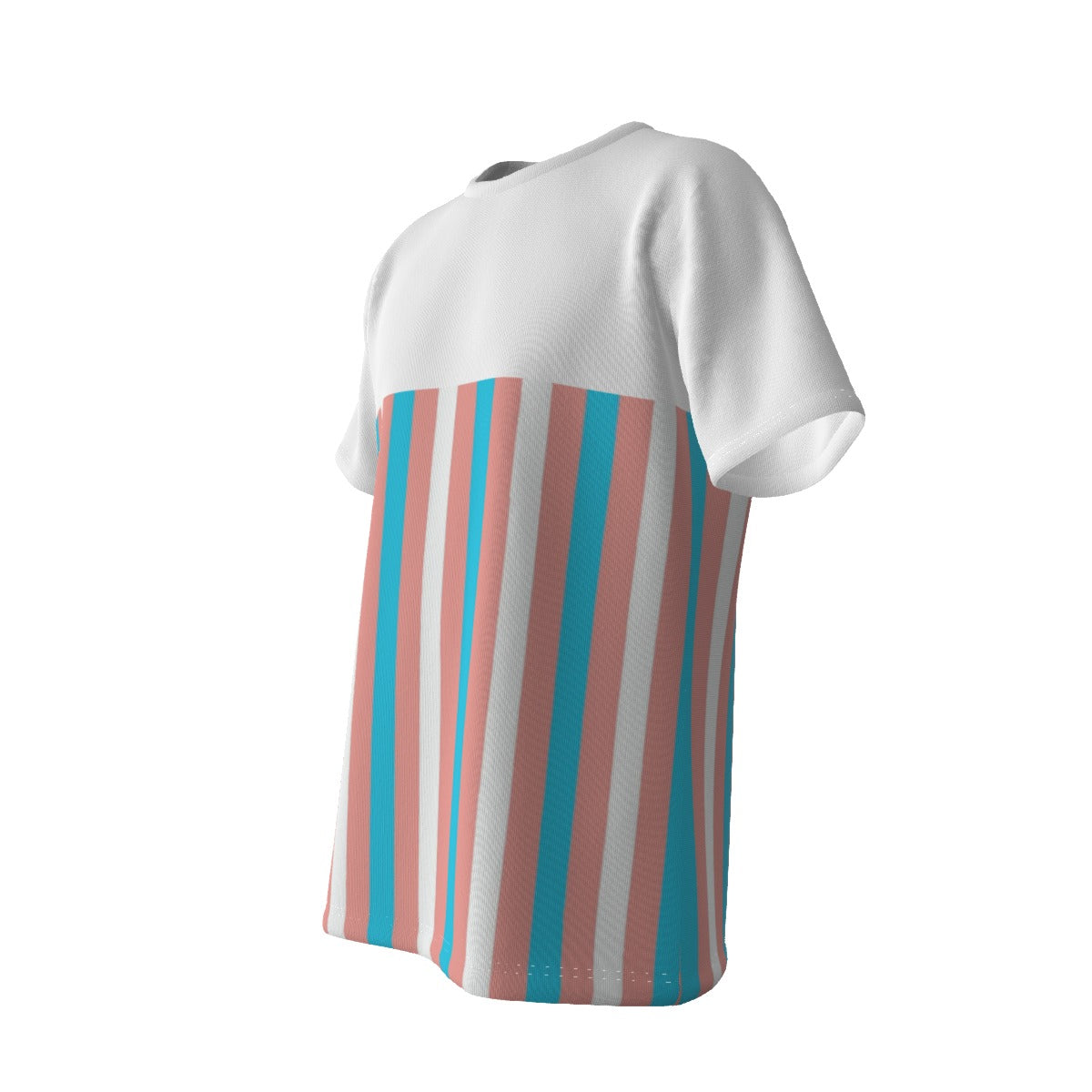 Teen - Plus Size Blue Pink White Pride Candy Striped Loose Fit T-Shirt