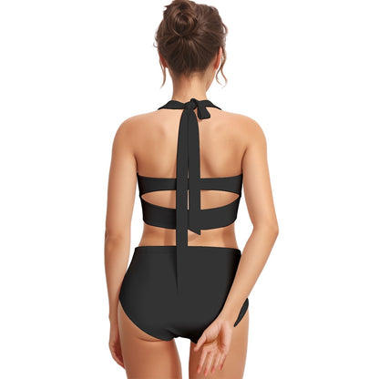 Blue Pink White Pride Halter Neck Swimsuit Set
