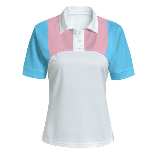 Plus Size Blue Pink White All-Over Pride 2Pcs Polo T-Shirt