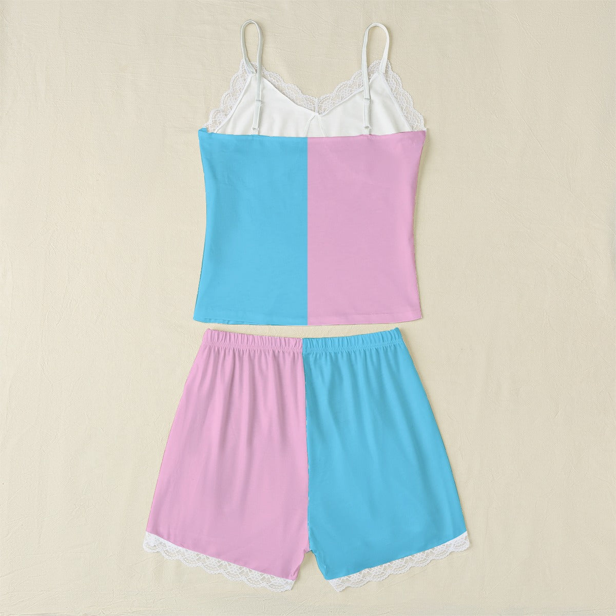 Plus Size Blue Pink White Pride Laced Edge Camisole Set
