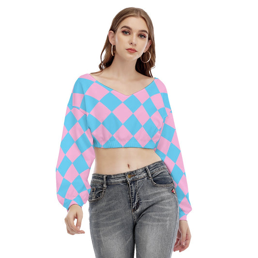 Blue Pink White Pride Elasticated Cropped Sweatshirt