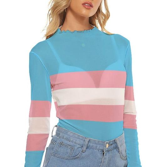 Teen Blue Pink White See-Thru Top