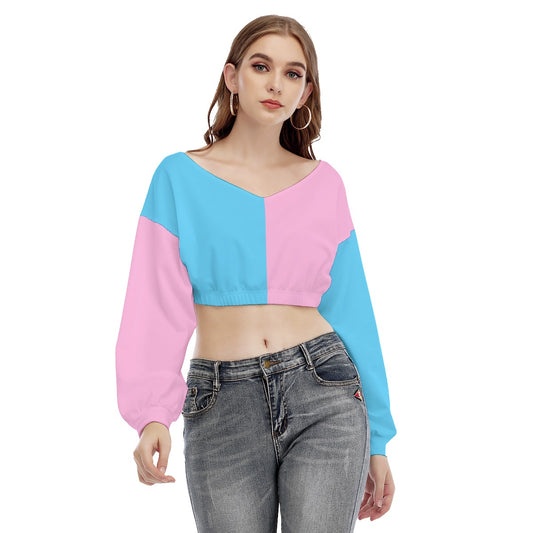 Blue Pink White Pride Elasticated Cropped Sweatshirt