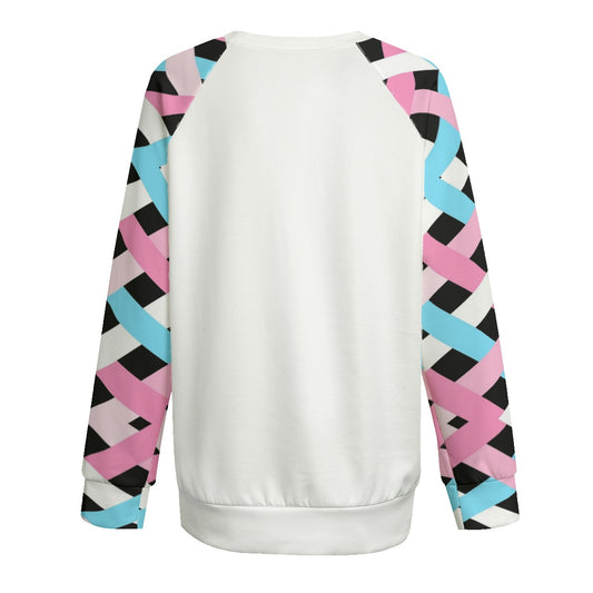 Plus Size Blue Pink White All-Over Pride Raglan Sweatshirt