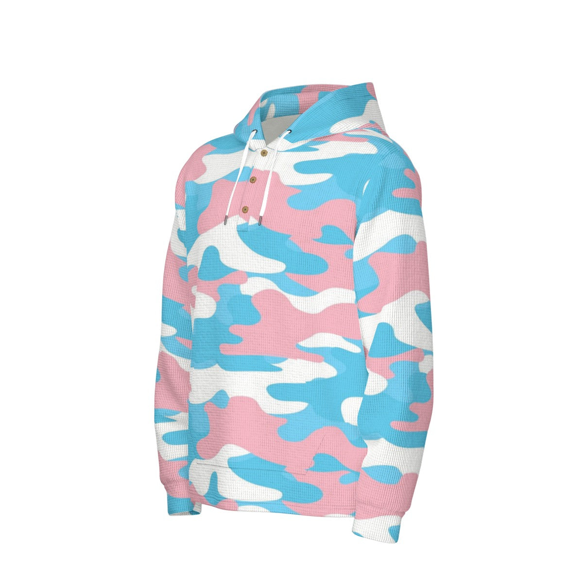 Teen - Plus Size Blue Pink White Pride Camouflage Half-Button Hoodie