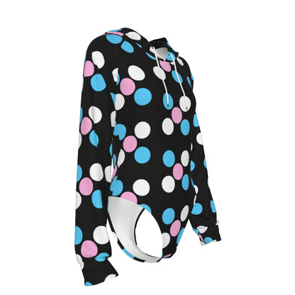 Teen Blue Pink White 'Pride Five Spots' Black Hooded Bodysuit