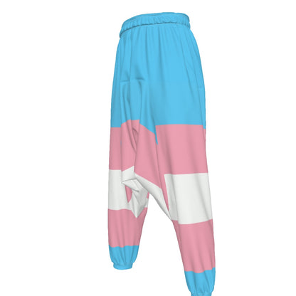 Trans Coloured Trans Pride Baggy Drop-Crotch Loose Trousers