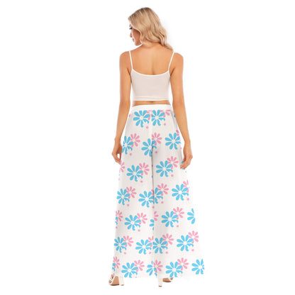 Blue Pink White Pride Split  Chiffon Beach Palazzo