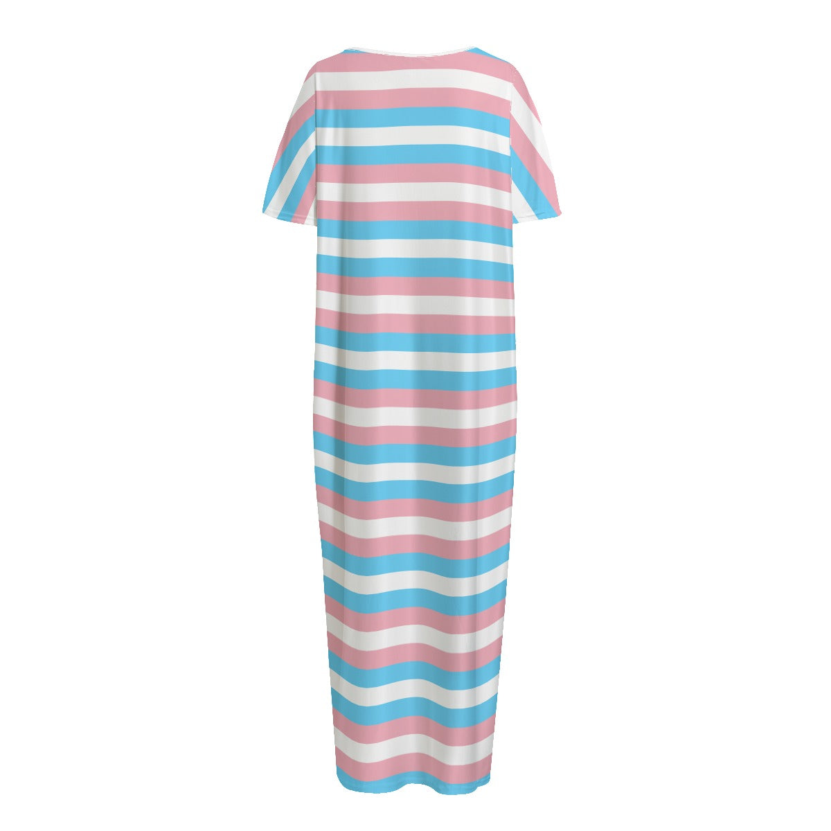 S-5XL Blue Pink White Pride  Candy Striped Long T-Shirt Style Nightdress