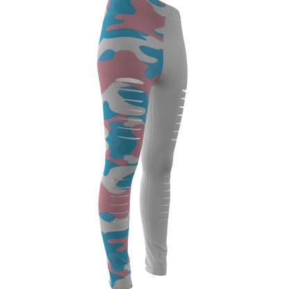 Trans Coloured Trans Pride Camouflage/White Ripped Street Leggings
