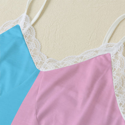 Plus Size Blue Pink White Pride Laced Edge Camisole Set