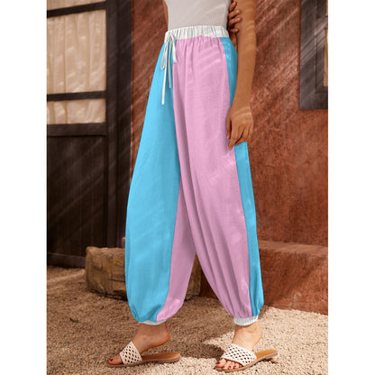 Blue Pink White All Over Pride Baggy Tie-Up Lounge Pants