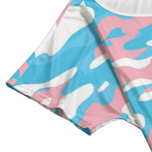 S-5XL Blue Pink White Pride  Camouflage Long T-Shirt Style Nightdress